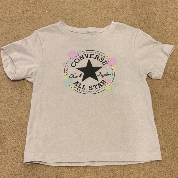 Converse Other - Converse Kids Light Gray Tee with Floral Accents